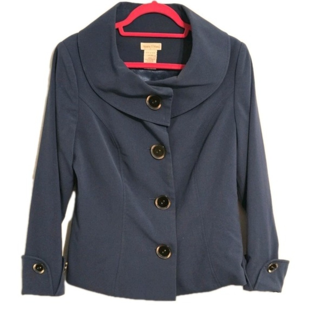 Monroe & Main Women's Blue‎ Jacket Blazer Big Buttons Size 10 Career Wear